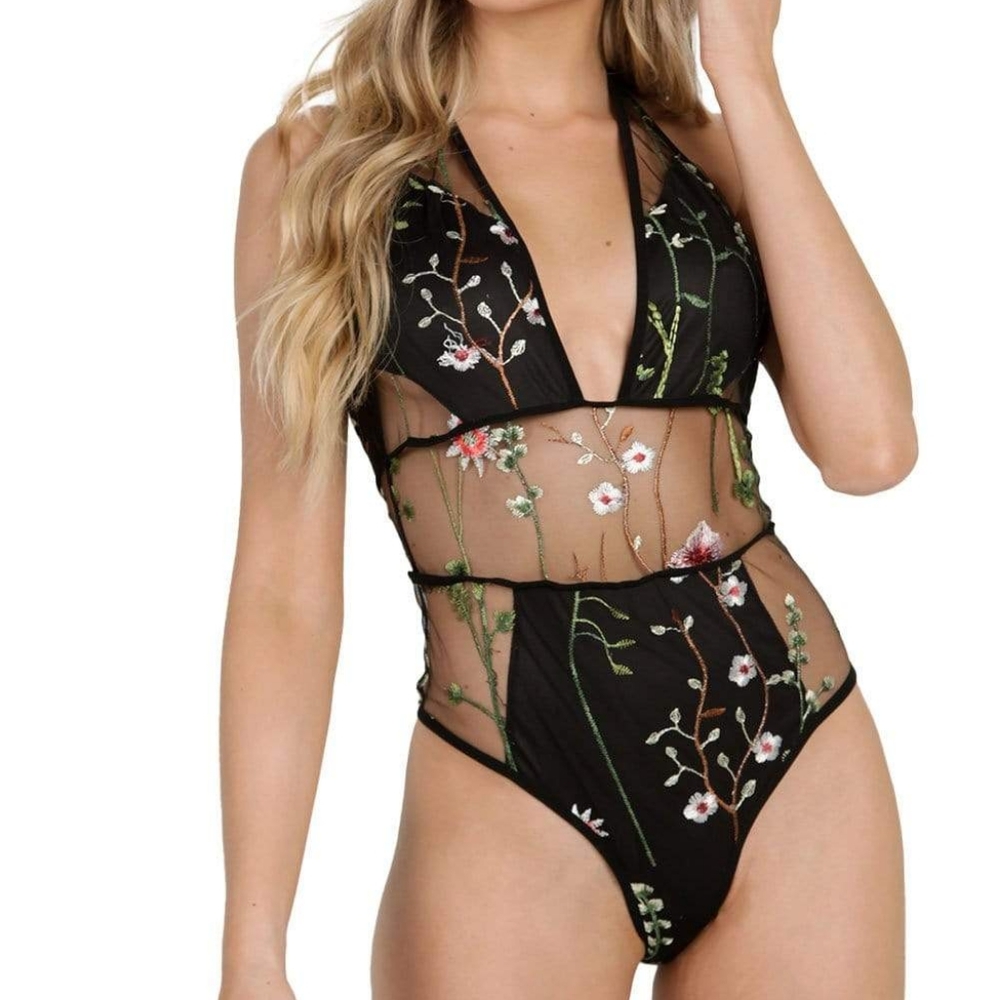 Iheartraves Lace Flower Bodysuit